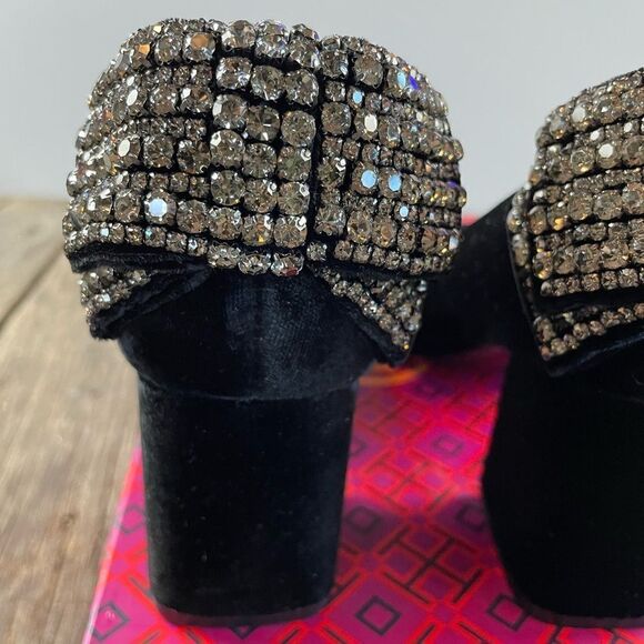 NIB Tory Burch Josephine Black Velvet Pumps Size 7.5 - Picture 6 of 11